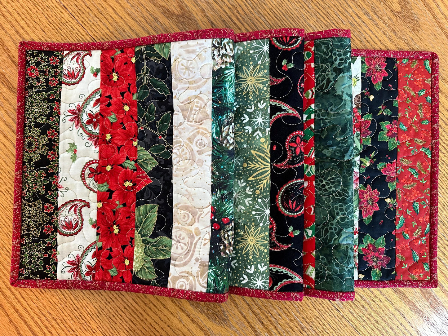 Handmade Quilted Christmas Table Runner - Holiday Centerpiece Mat for Kitchen & Dining Decor (12x48 inches)