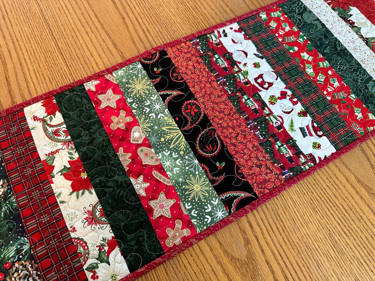 Handmade Quilted Christmas Table Runner - Holiday Centerpiece Mat for Kitchen & Dining Decor (12x48 inches)