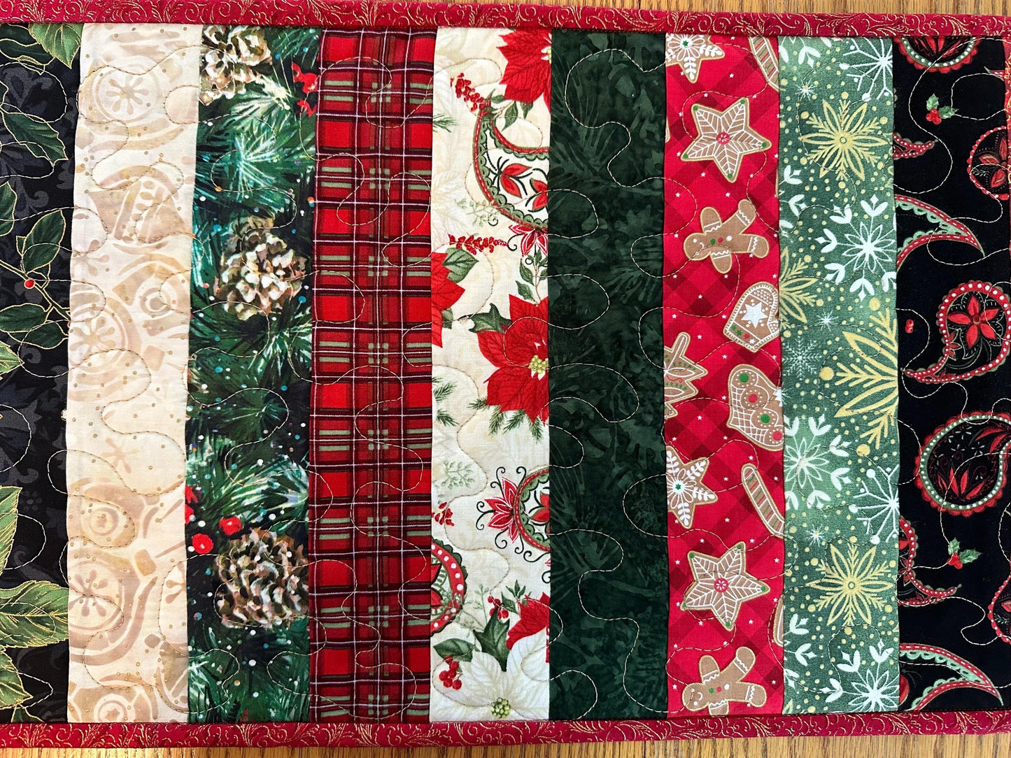 Handmade Quilted Christmas Table Runner - Holiday Centerpiece Mat for Kitchen & Dining Decor (12x48 inches)