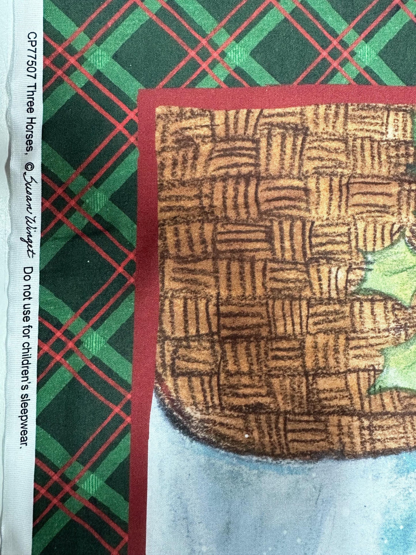 Winter Farmhouse Horse Scene Fabric Panel for Quilting, Sewing, Crafting - 36x45 Cotton Christmas Decor