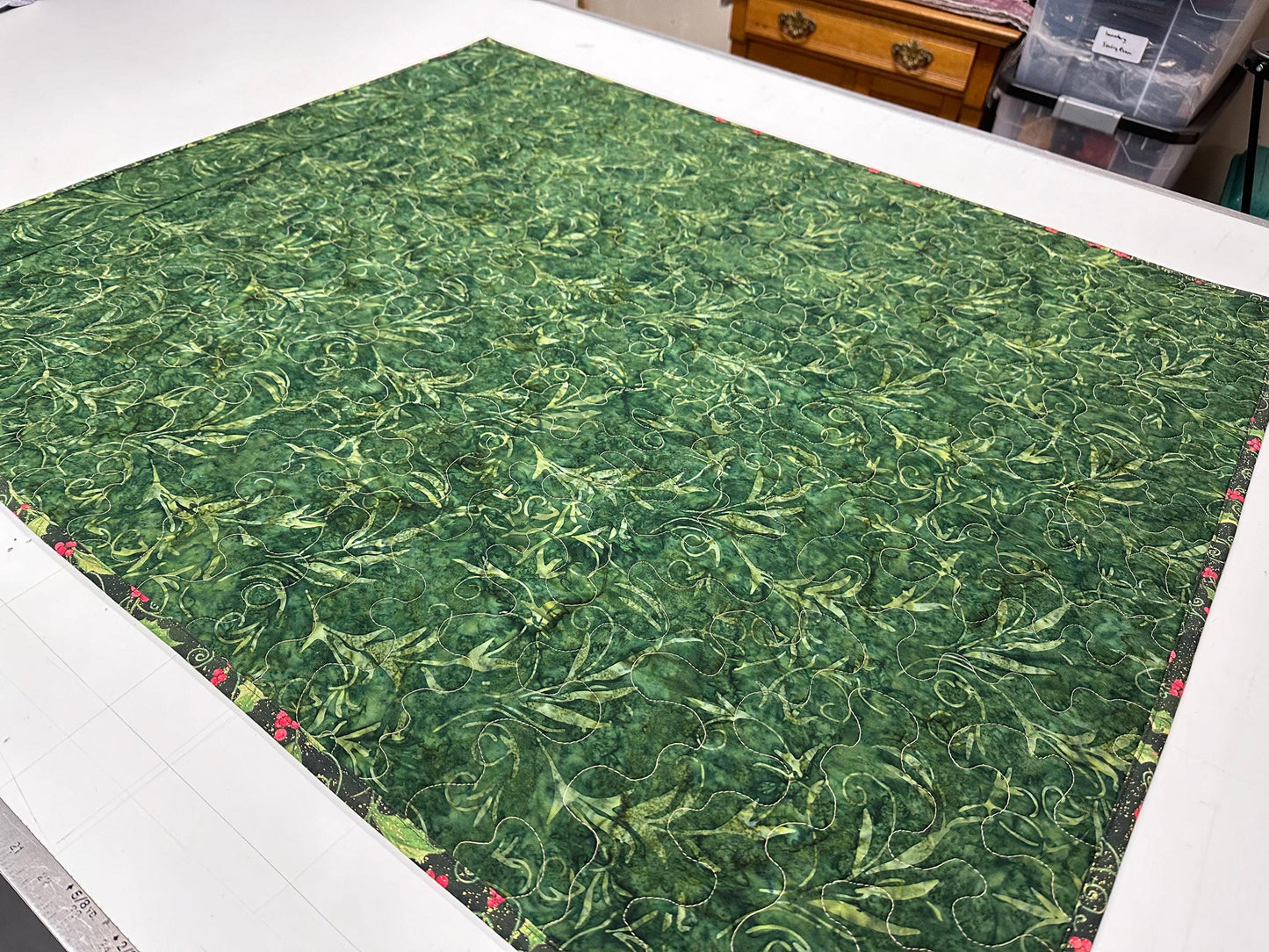 Festive Snowman & Deer Christmas Quilt - Handmade Wall Hanging Lap Blanket - Holiday Home Decor 35x43