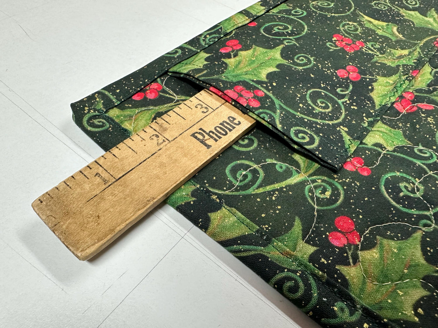 Handmade Three Horses Christmas Quilt Wall Hanging - 35x43 Lap Blanket Holiday Decor Art