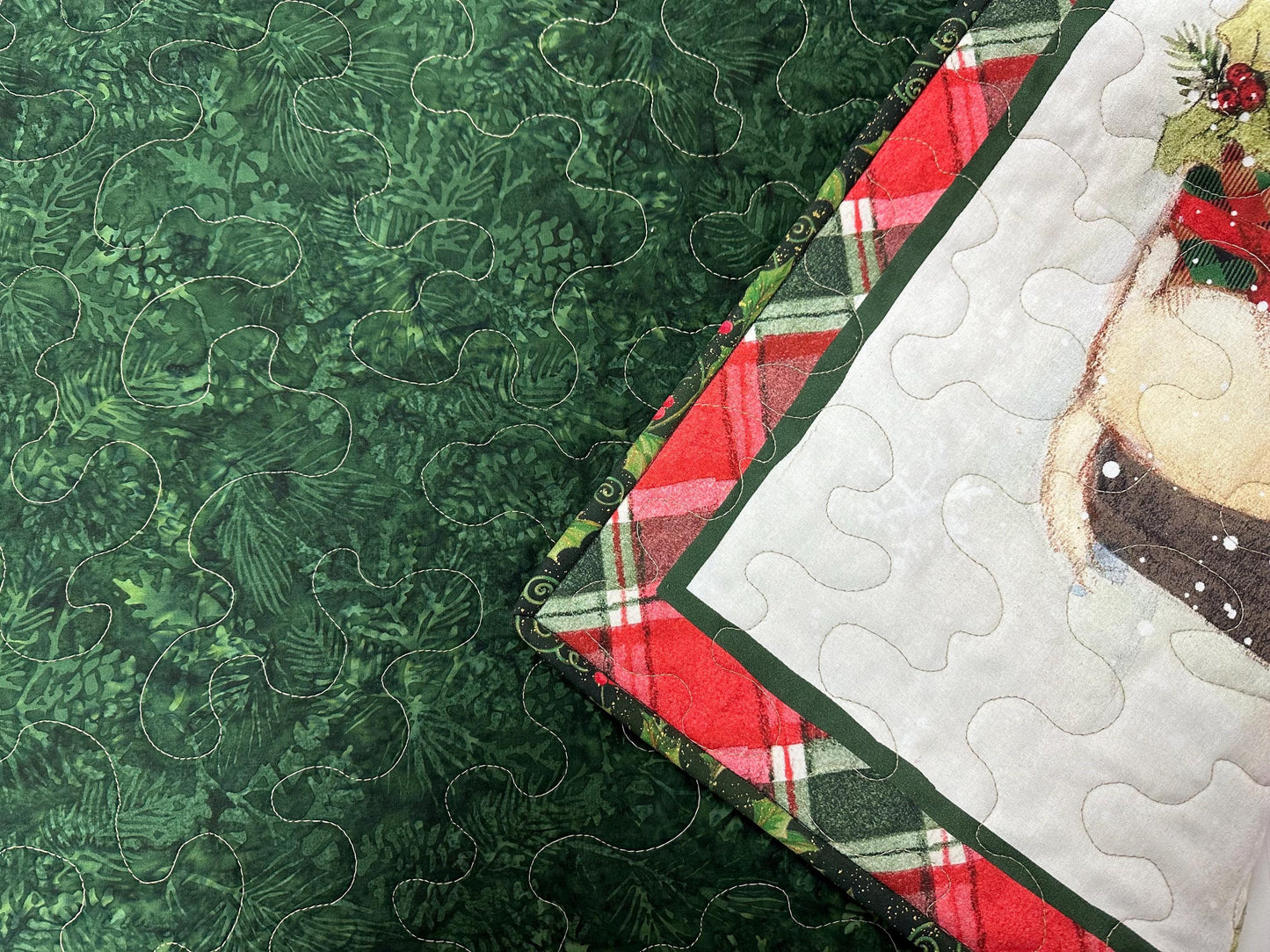 Handmade Puppy Christmas Quilt: Festive Red Truck Holiday Wall Hanging