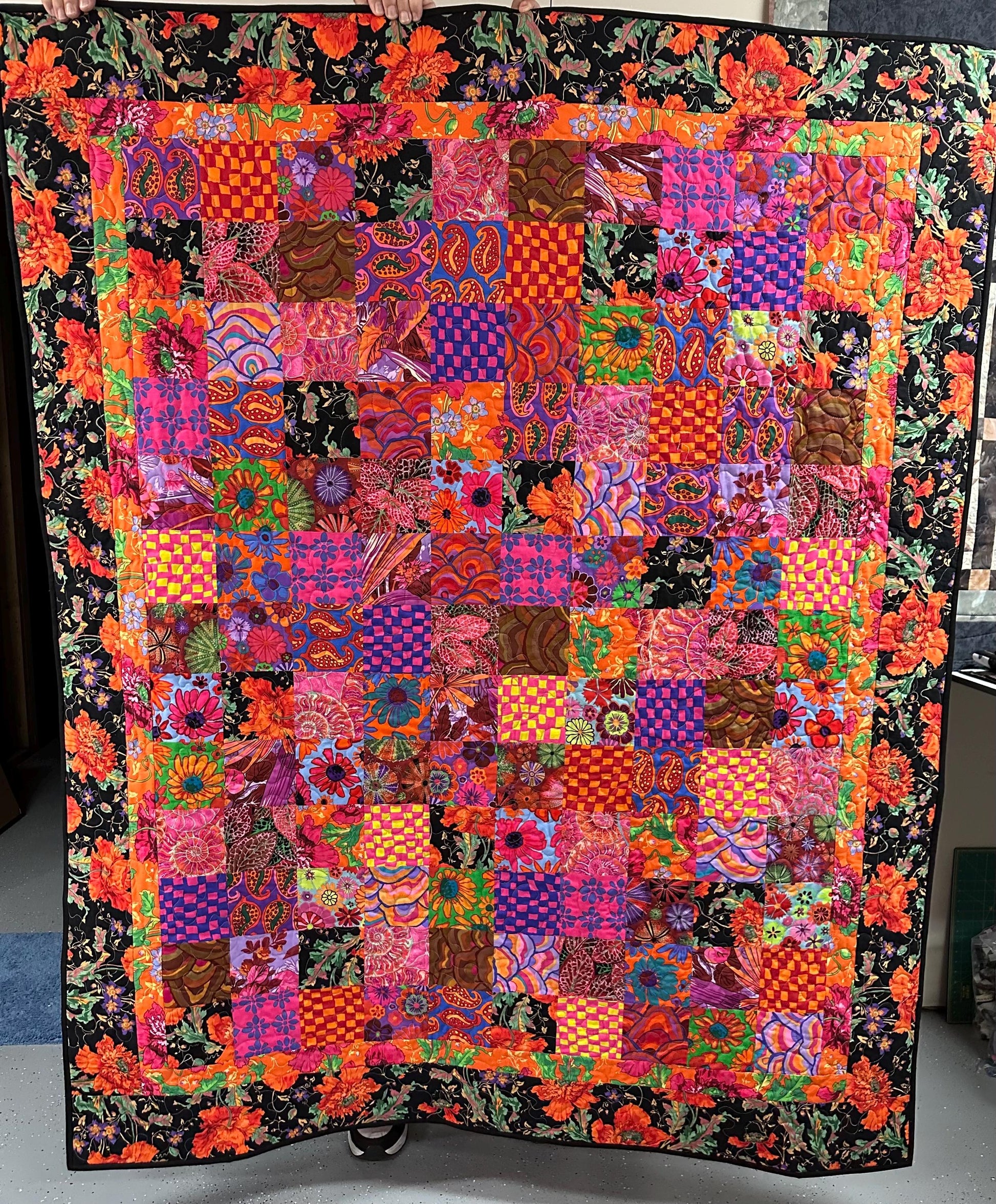 Kaffe Fassett Patchwork Quilt: Vibrant Cotton Throw Blanket Sofa Lap 59x73