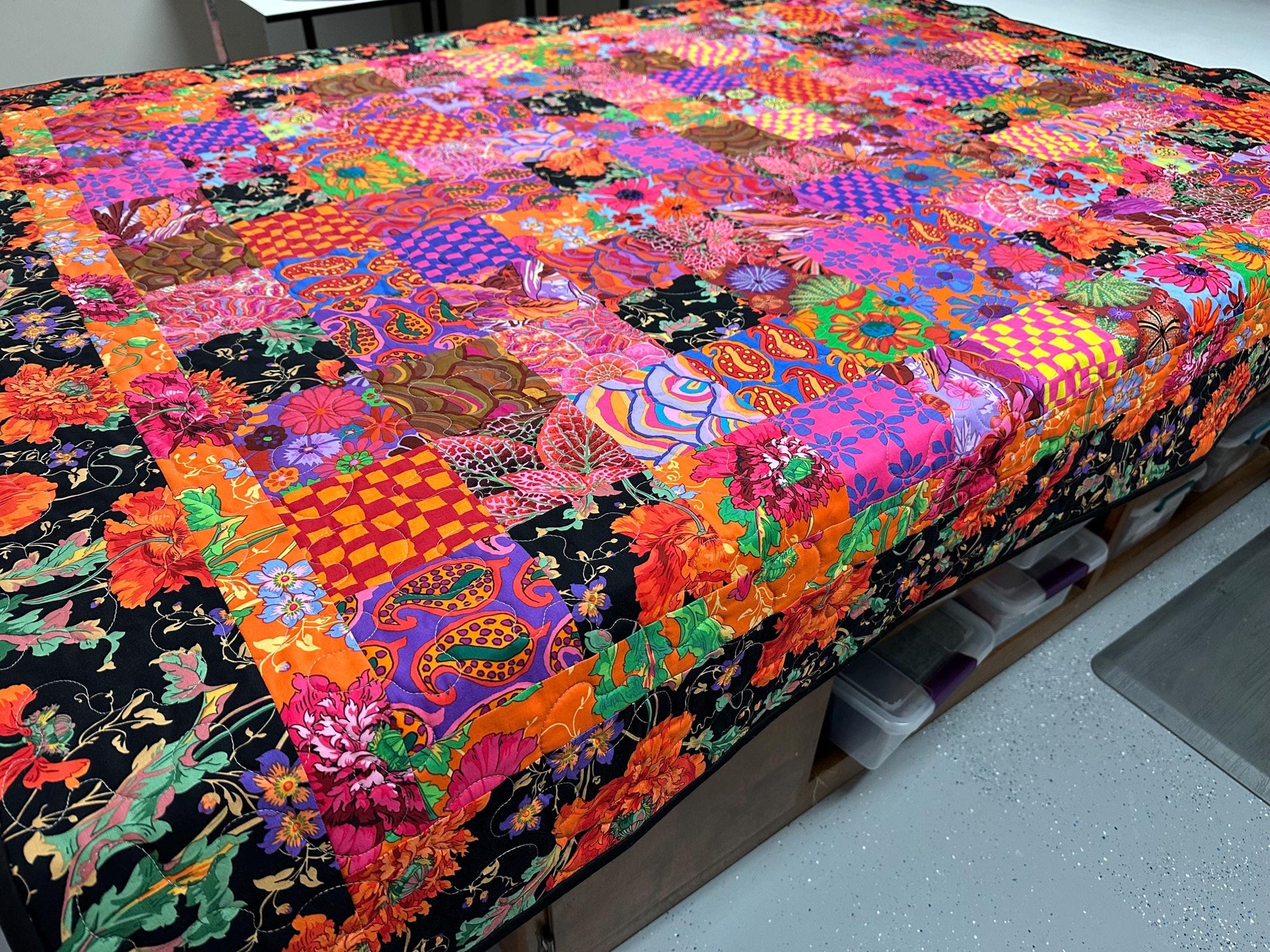 Kaffe Fassett Patchwork Quilt: Vibrant Cotton Throw Blanket Sofa Lap 59x73