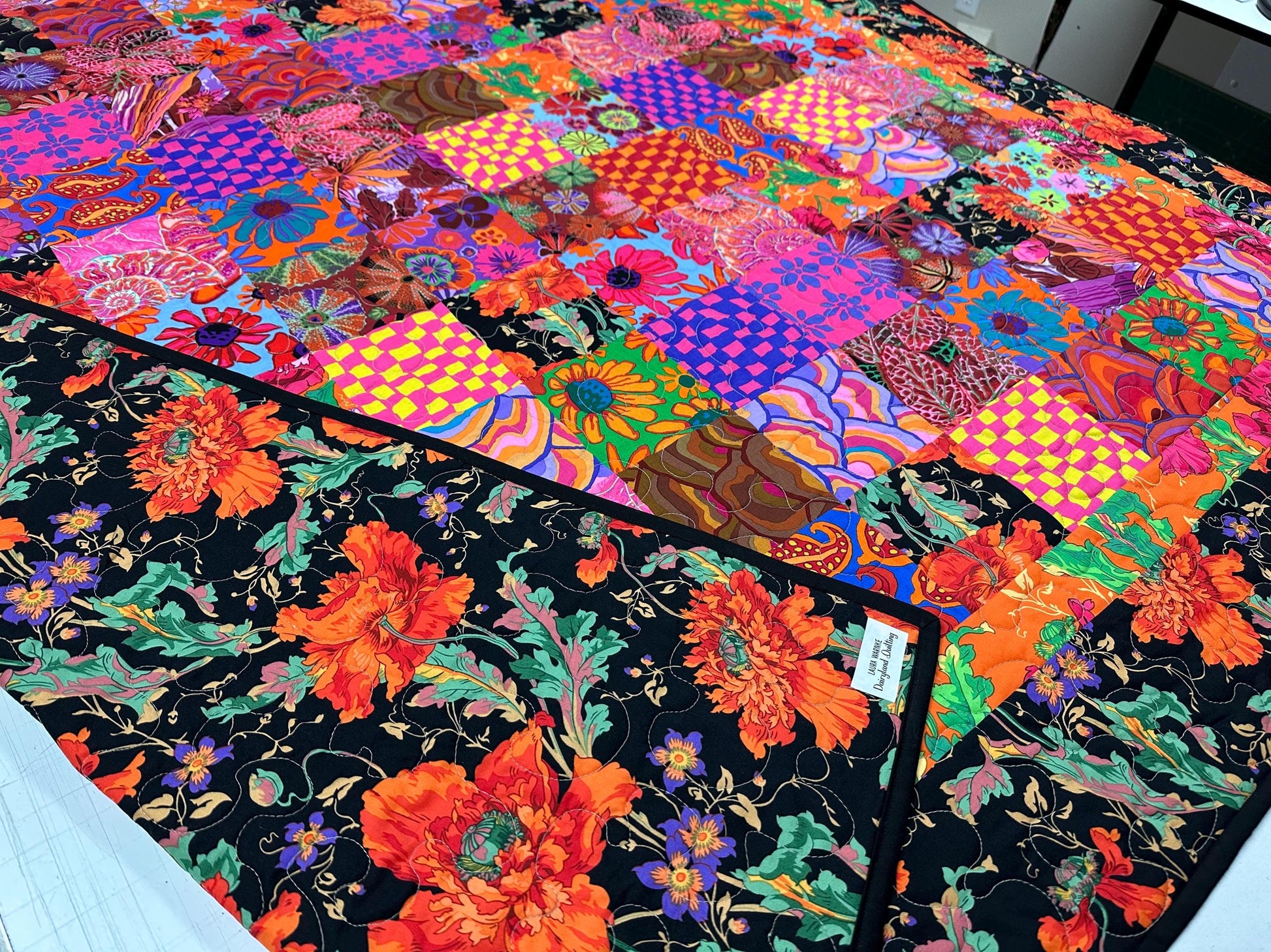 Kaffe Fassett Patchwork Quilt: Vibrant Cotton Throw Blanket Sofa Lap 59x73