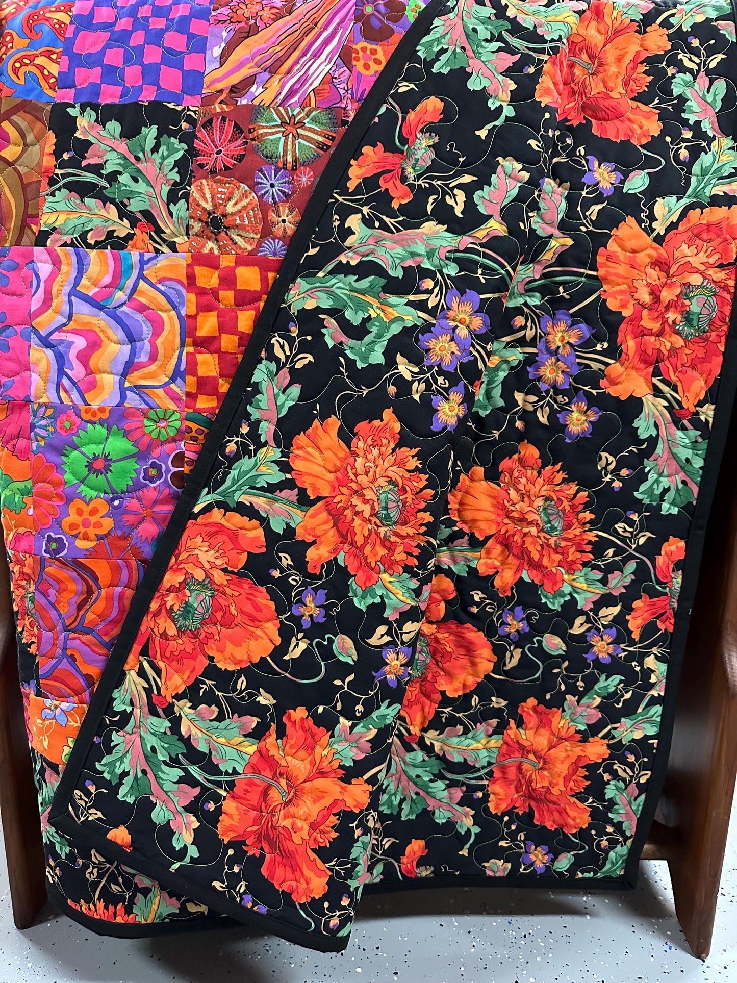 Kaffe Fassett Patchwork Quilt: Vibrant Cotton Throw Blanket Sofa Lap 59x73