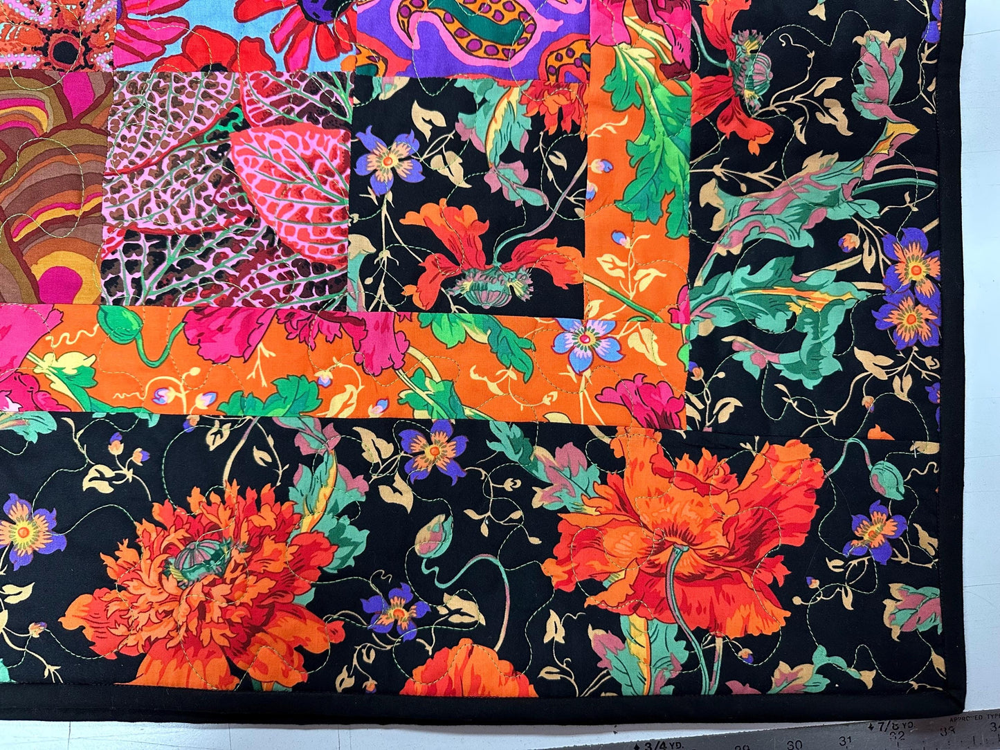 Kaffe Fassett Patchwork Quilt: Vibrant Cotton Throw Blanket Sofa Lap 59x73