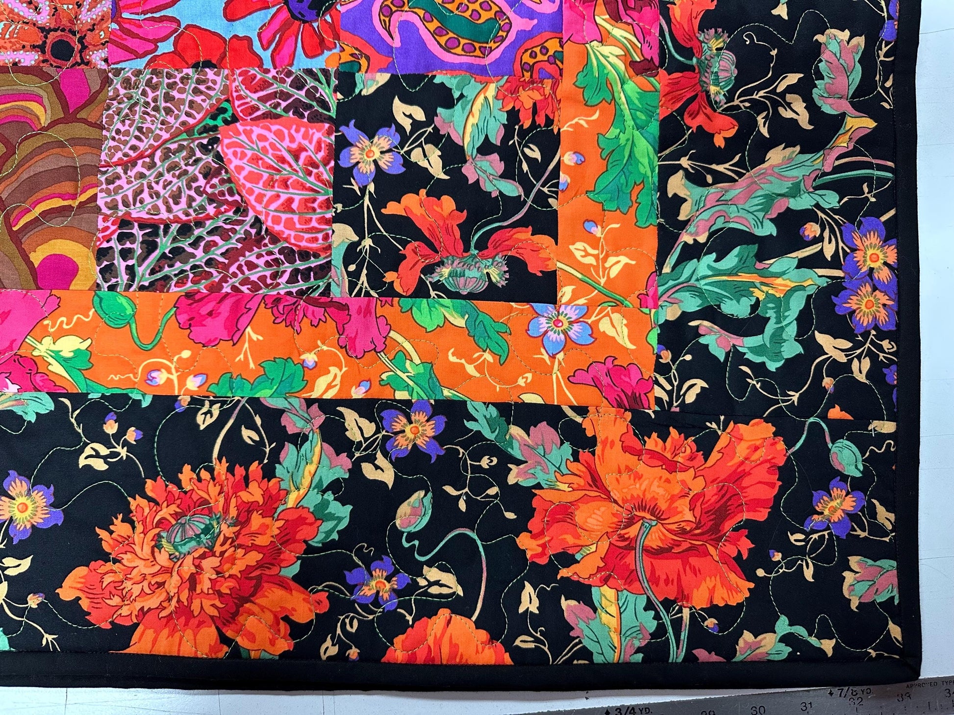 Kaffe Fassett Patchwork Quilt: Vibrant Cotton Throw Blanket Sofa Lap 59x73