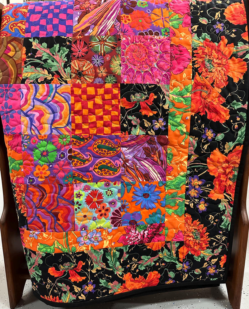 Kaffe Fassett Patchwork Quilt: Vibrant Cotton Throw Blanket Sofa Lap 59x73