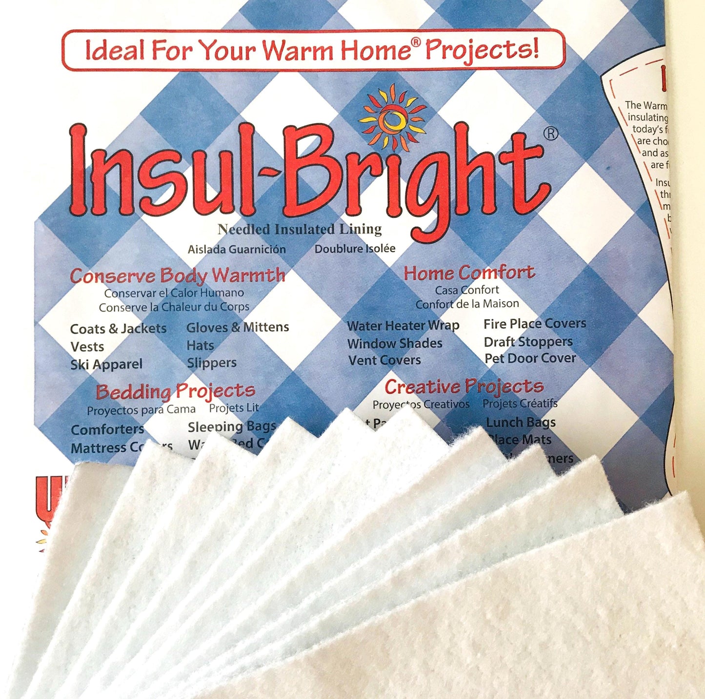 Ten ~ 8" Squares Insul-Bright Insulated Batting Precut Squares for Pot Holders