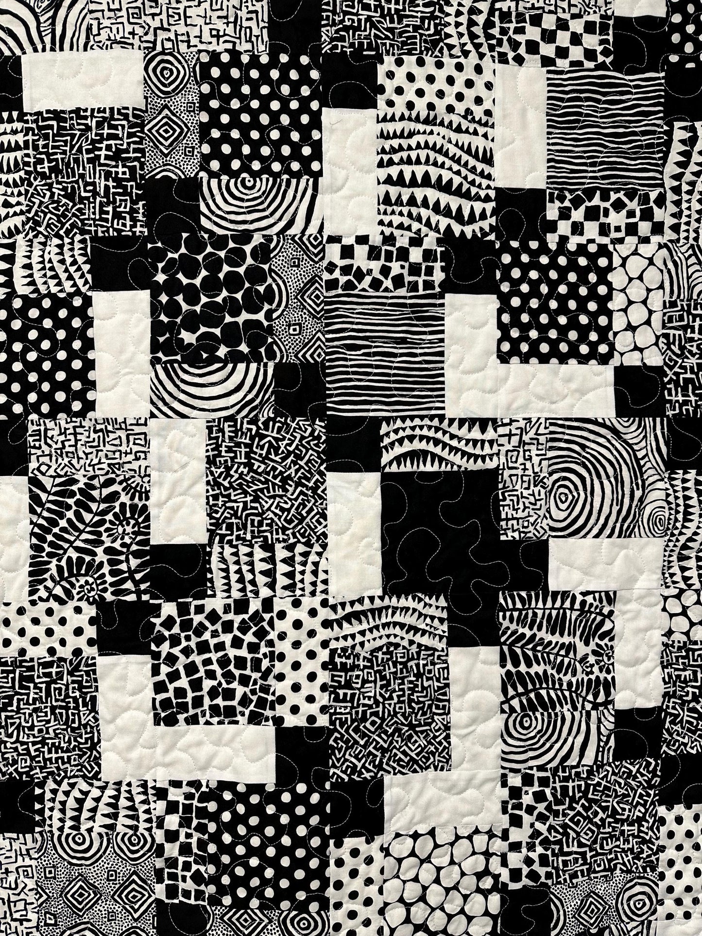 Modern Black & White Patchwork Quilt: Kaffe Fassett Cotton Lap Throw Sofa