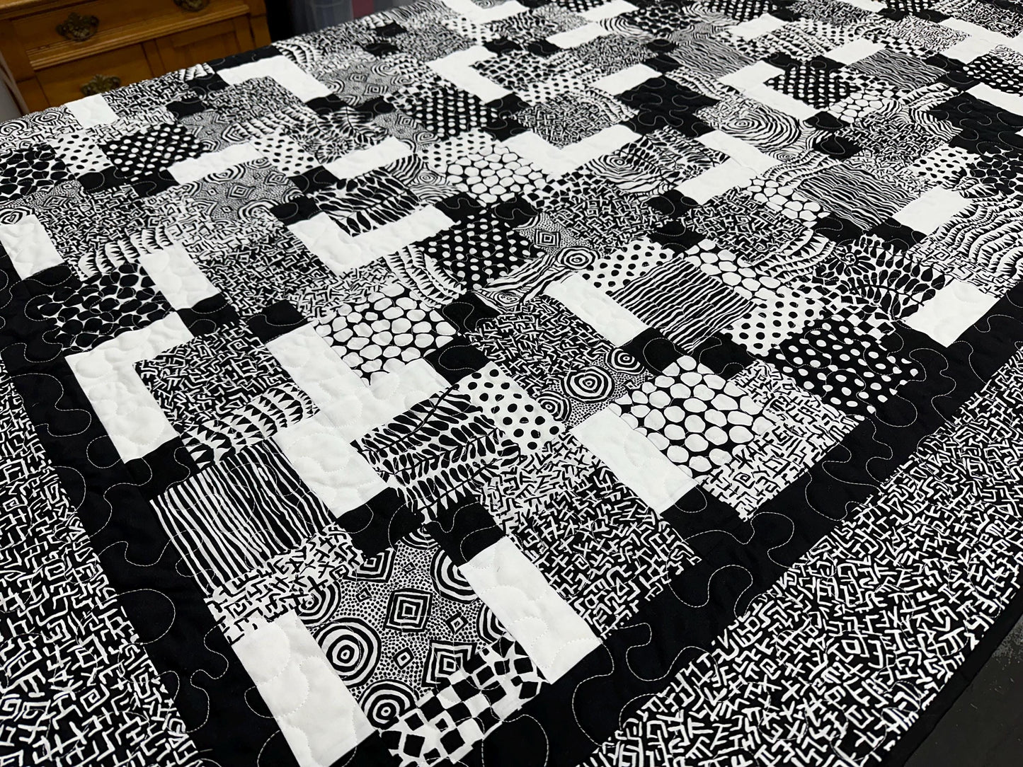 Modern Black & White Patchwork Quilt: Kaffe Fassett Cotton Lap Throw Sofa
