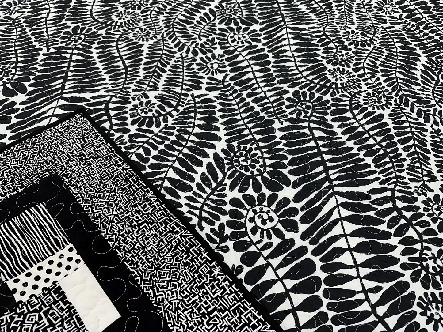 Modern Black & White Patchwork Quilt: Kaffe Fassett Cotton Lap Throw Sofa