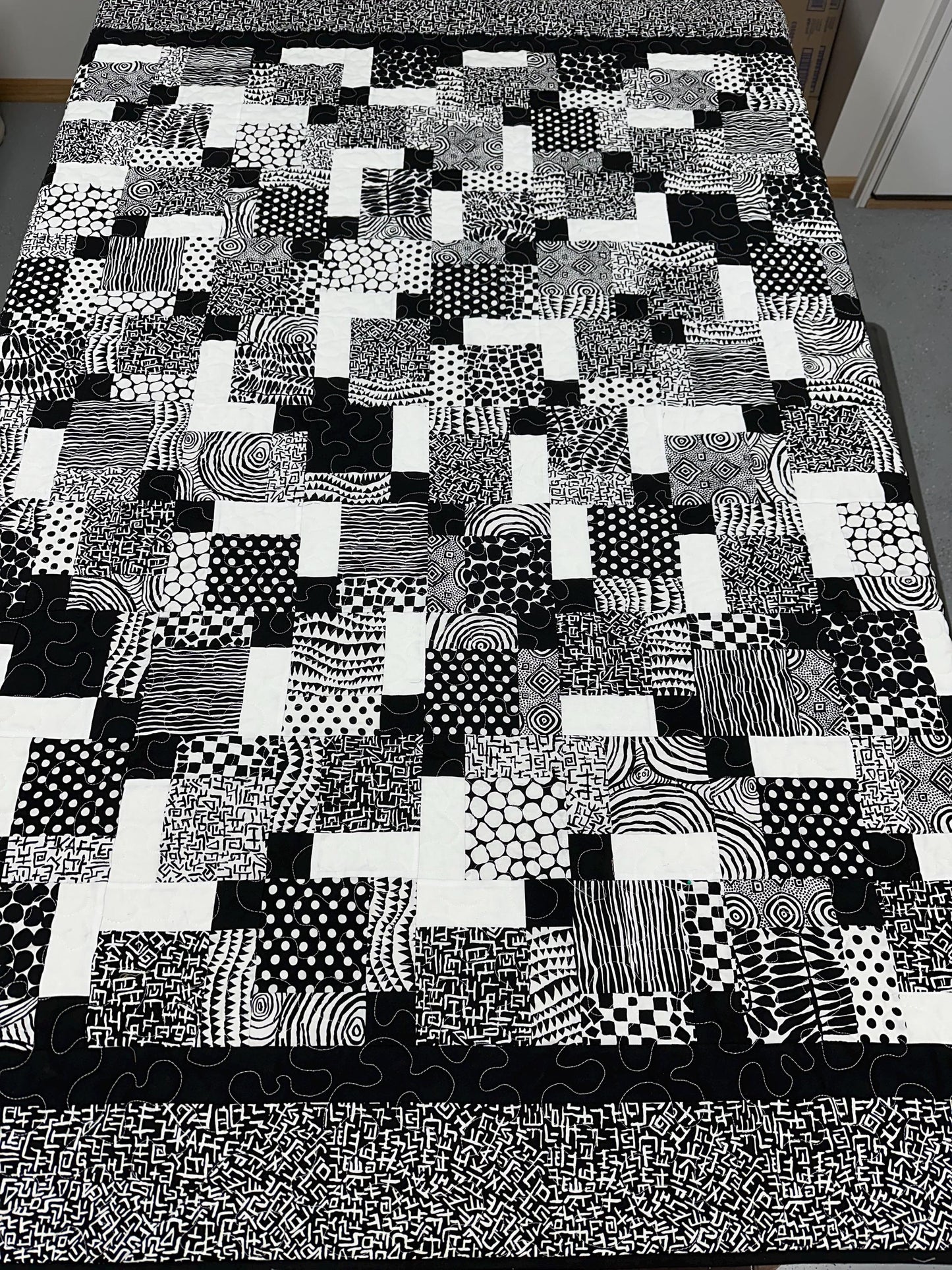Modern Black & White Patchwork Quilt: Kaffe Fassett Cotton Lap Throw Sofa