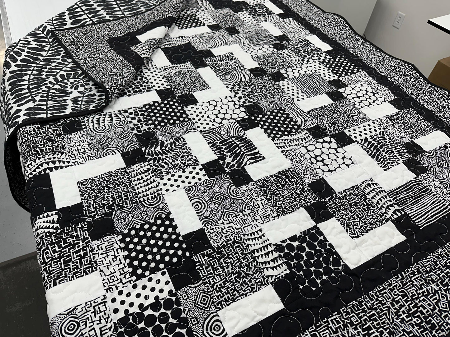 Modern Black & White Patchwork Quilt: Kaffe Fassett Cotton Lap Throw Sofa