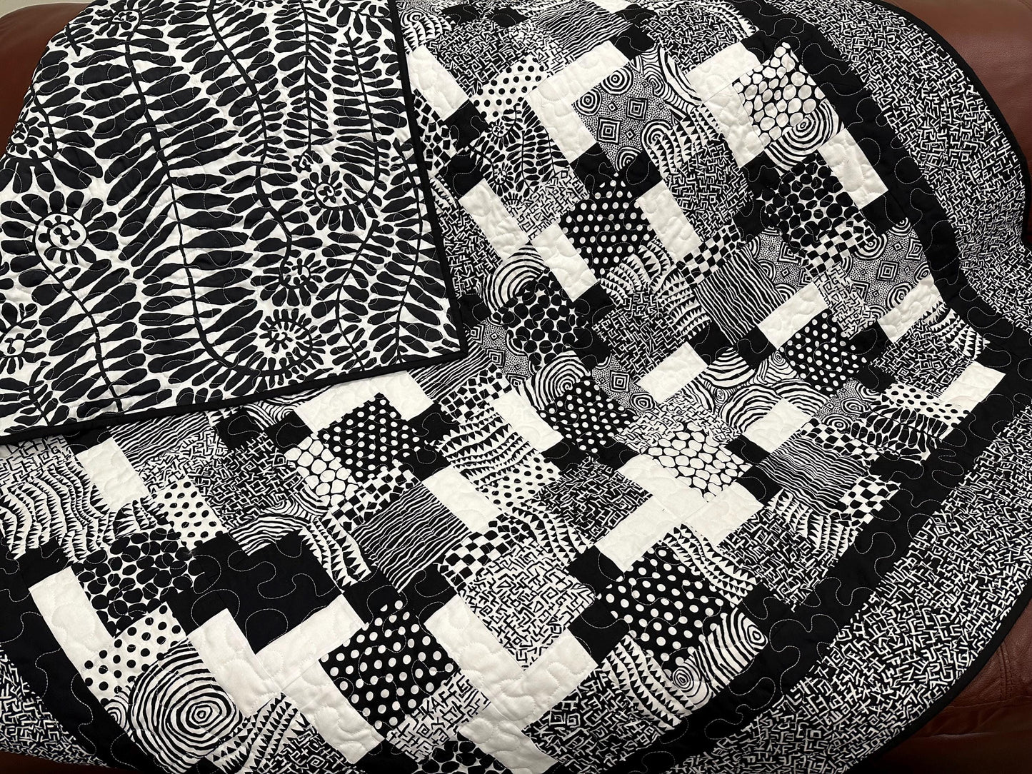Modern Black & White Patchwork Quilt: Kaffe Fassett Cotton Lap Throw Sofa