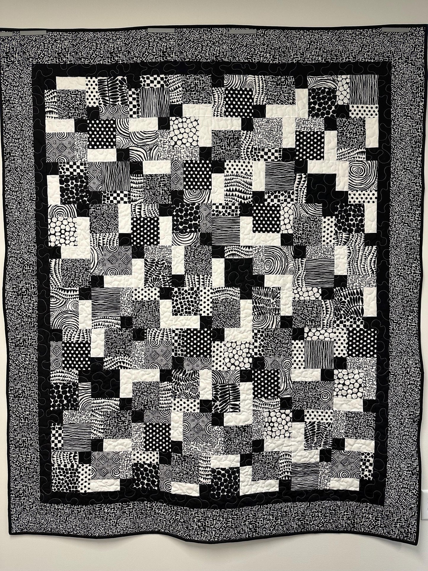 Modern Black & White Patchwork Quilt: Kaffe Fassett Cotton Lap Throw Sofa
