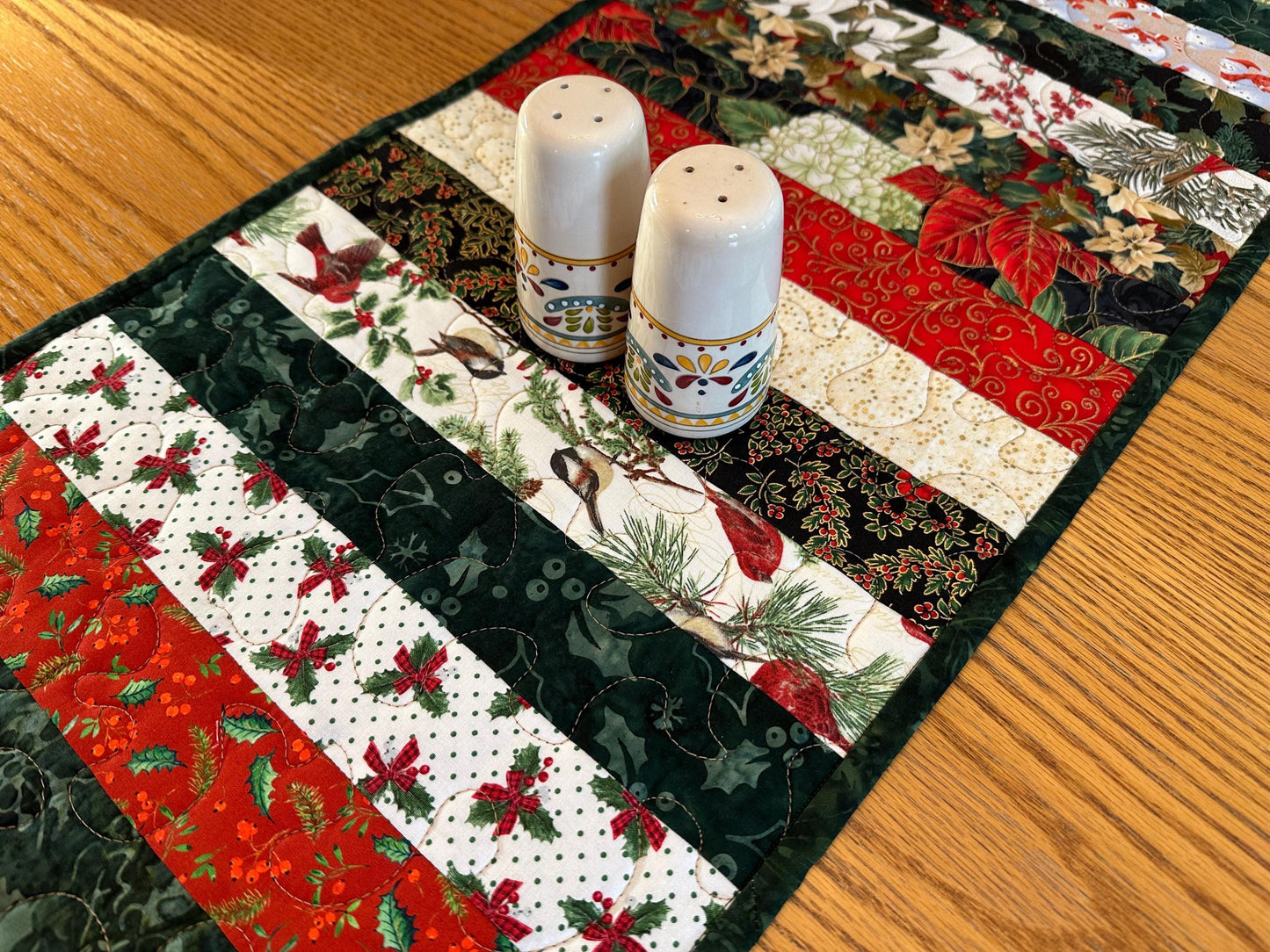 Quilted Christmas Table Runner: Festive Holiday Centerpiece Mat for Kitchen & Dining Decor (13x47)