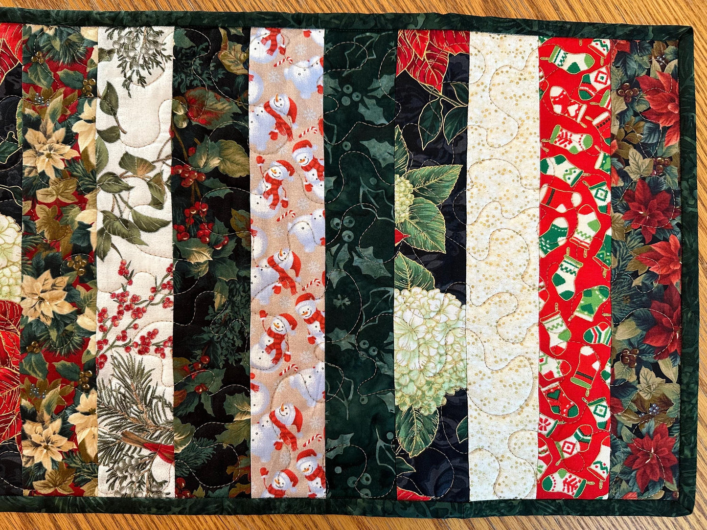 Quilted Christmas Table Runner: Festive Holiday Centerpiece Mat for Kitchen & Dining Decor (13x47)