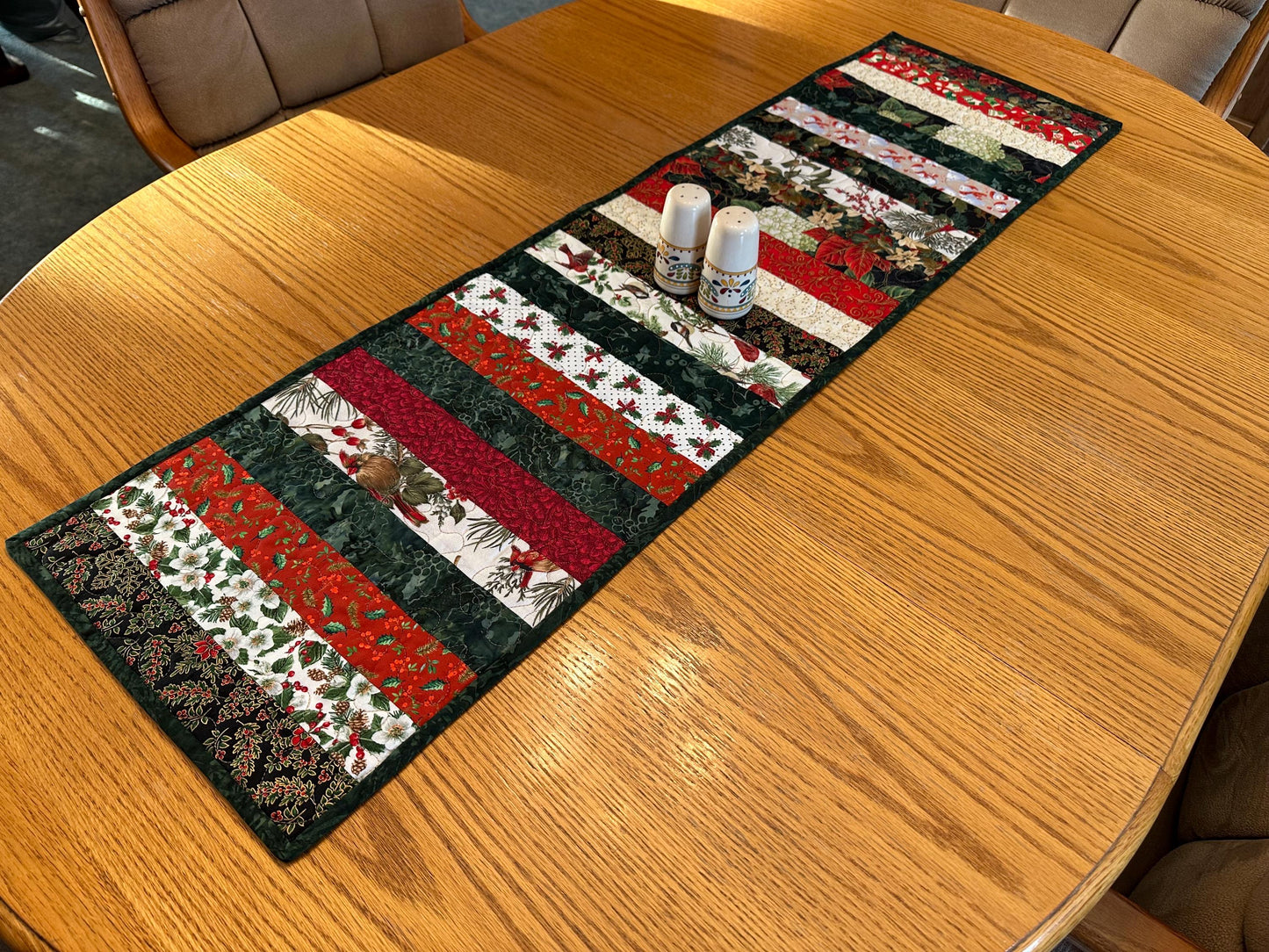 Quilted Christmas Table Runner: Festive Holiday Centerpiece Mat for Kitchen & Dining Decor (13x47)