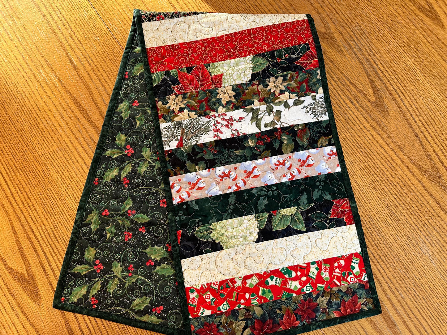 Quilted Christmas Table Runner: Festive Holiday Centerpiece Mat for Kitchen & Dining Decor (13x47)