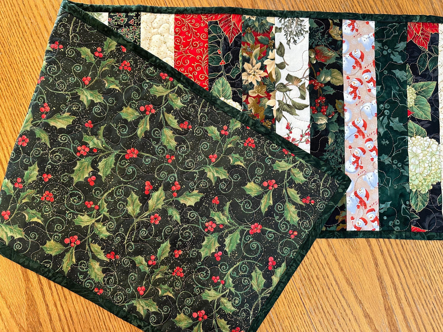 Quilted Christmas Table Runner: Festive Holiday Centerpiece Mat for Kitchen & Dining Decor (13x47)