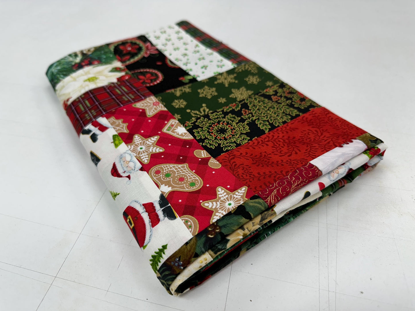 Handmade Christmas Quilt Top: Red & Green Patchwork (48 x 60 inches)