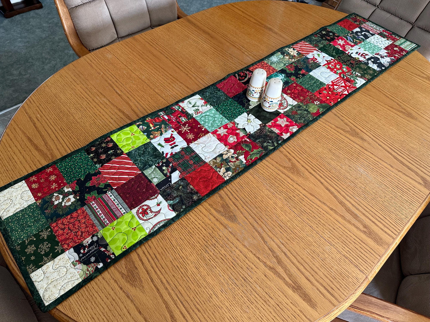 Handmade Quilted Christmas Table Runner - Holiday Centerpiece Mat for Kitchen & Dining Decor (12x60 inches)