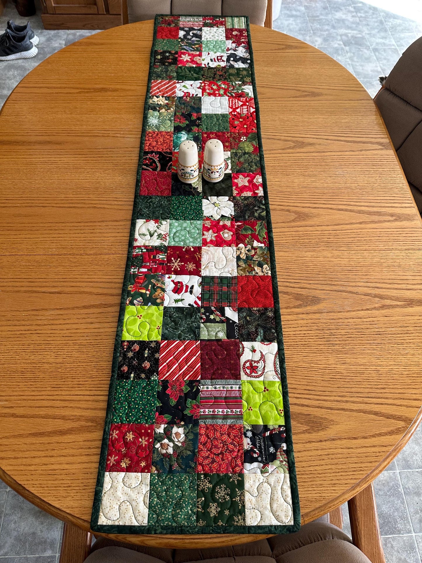 Handmade Quilted Christmas Table Runner - Holiday Centerpiece Mat for Kitchen & Dining Decor (12x60 inches)