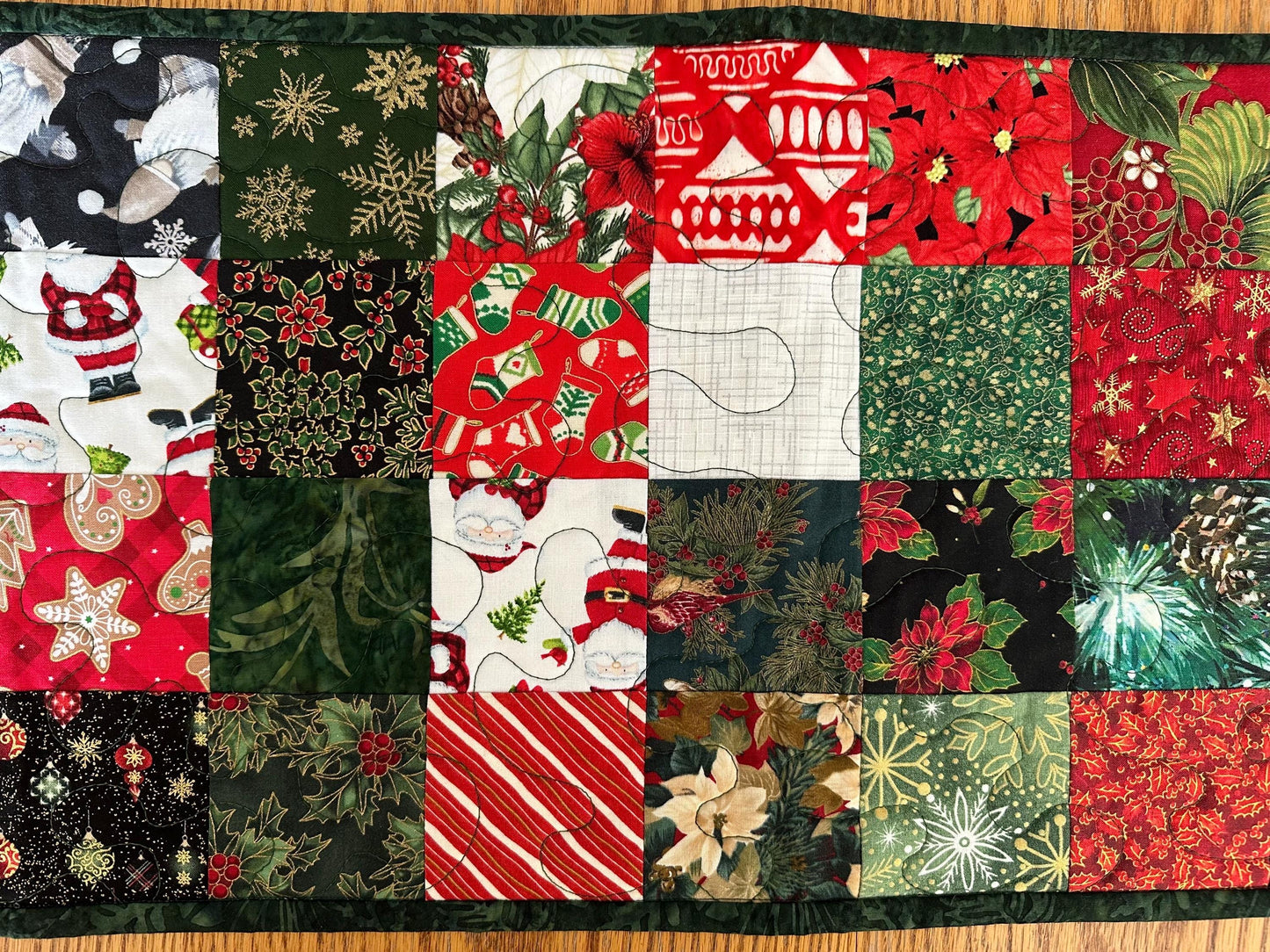 Handmade Quilted Christmas Table Runner - Holiday Centerpiece Mat for Kitchen & Dining Decor (12x60 inches)