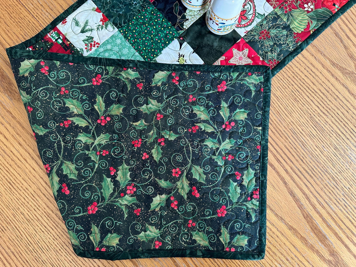 Handmade Quilted Christmas Table Runner - Holiday Centerpiece Mat for Kitchen & Dining Decor (12x60 inches)
