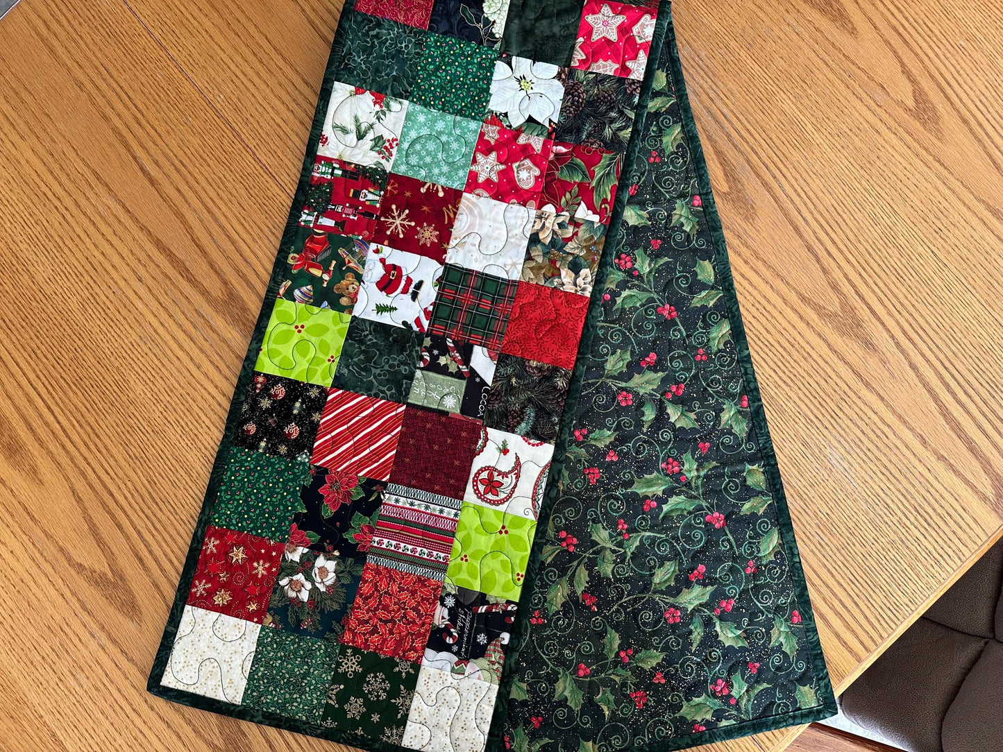 Handmade Quilted Christmas Table Runner - Holiday Centerpiece Mat for Kitchen & Dining Decor (12x60 inches)