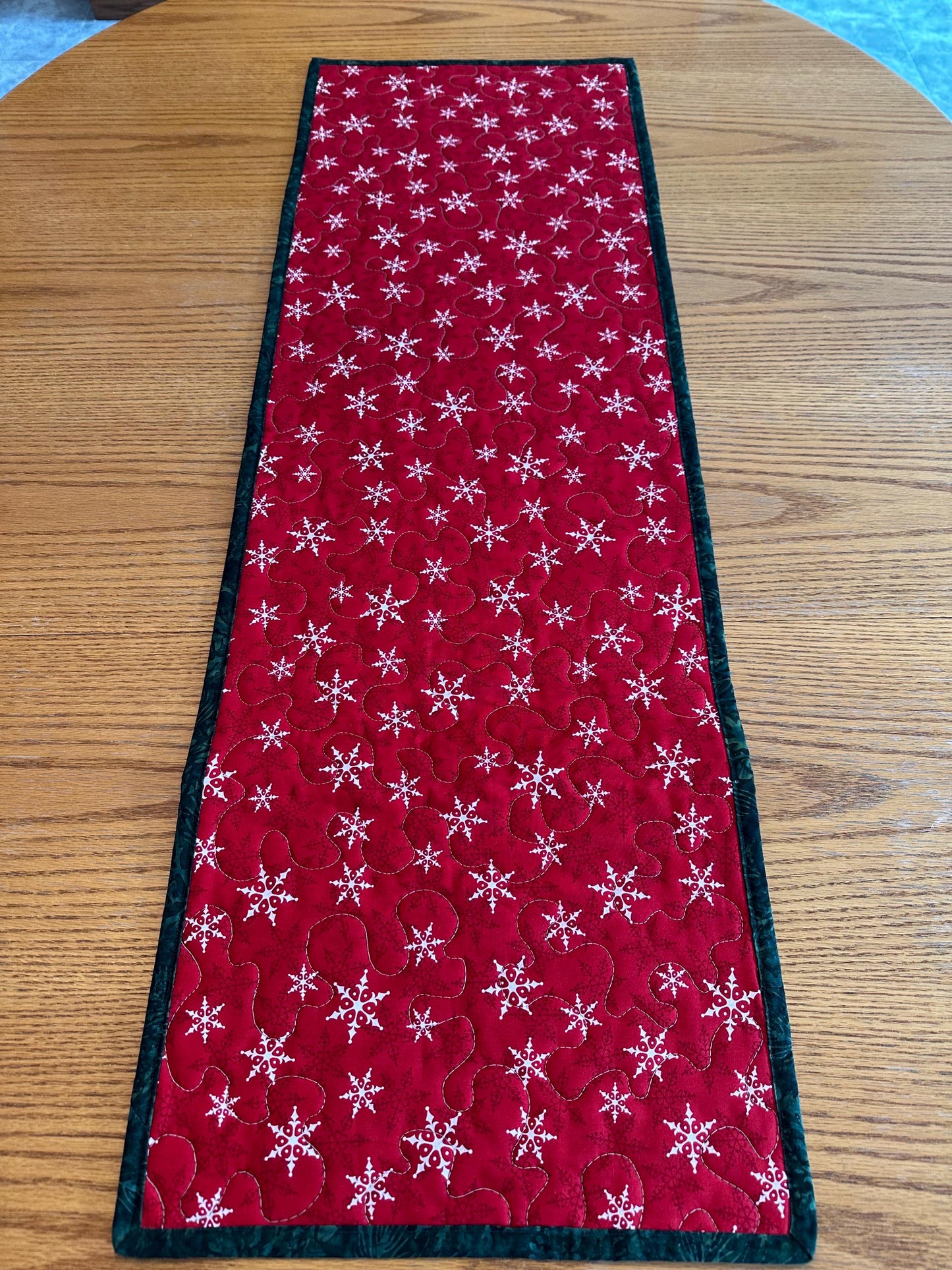Handmade Quilted Cardinal Christmas Table Runner | Holiday Kitchen Centerpiece | 14 x 42 Festive Decor
