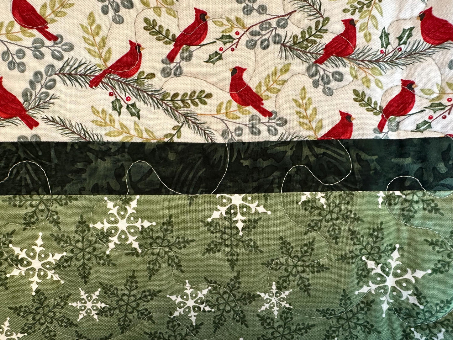 Handmade Quilted Cardinal Christmas Table Runner | Holiday Kitchen Centerpiece | 14 x 42 Festive Decor