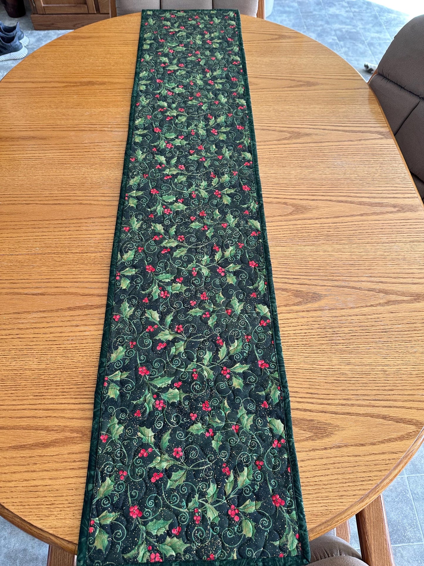 Handmade Quilted Christmas Table Runner - Holiday Centerpiece Mat for Kitchen & Dining Decor (12x60 inches)