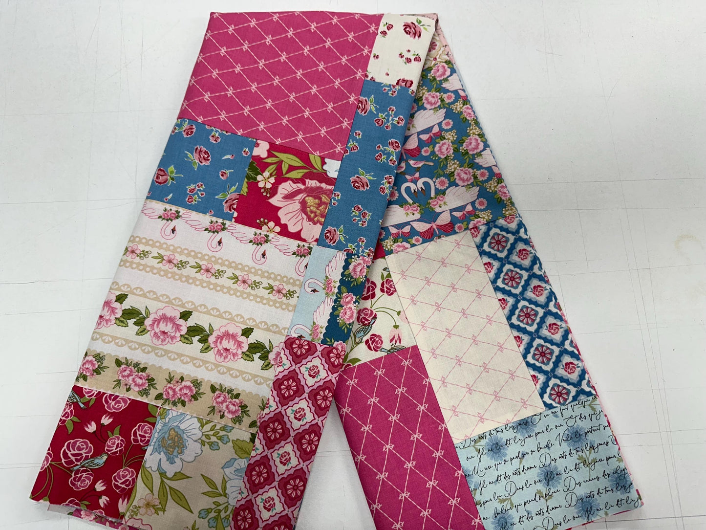 Unfinished Floral Crib Quilt Top: Handmade Cotton Lap Throw, Modern Nursery Decor 36x45