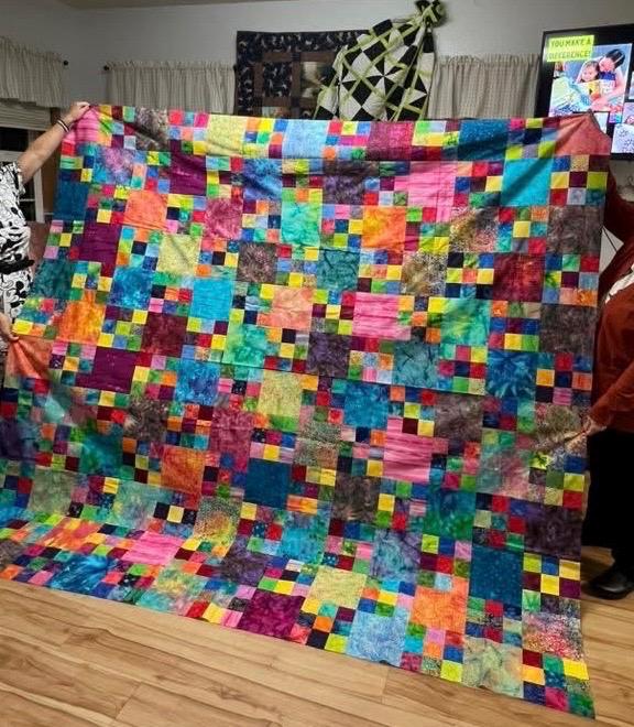 Handmade Batik King Queen Size Unfinished Quilt Top 98x90 Patchwork Floral Blanket Modern Bed