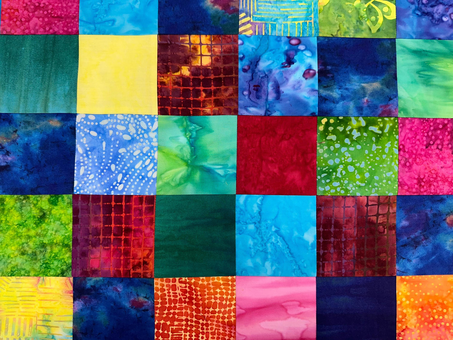 Unfinished Batik Quilt Top 36x45 Handmade Multi-Color Cotton Floral Patchwork Crib Lap Throw