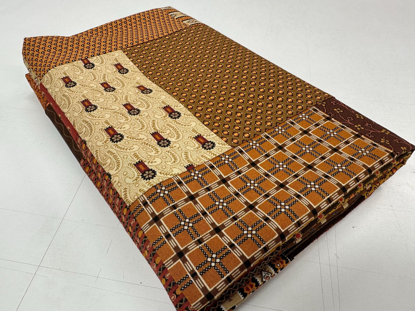 Autumn Spice Market Unfinished Quilt Top 54x63 Fall Handmade Patchwork Ready to Finish