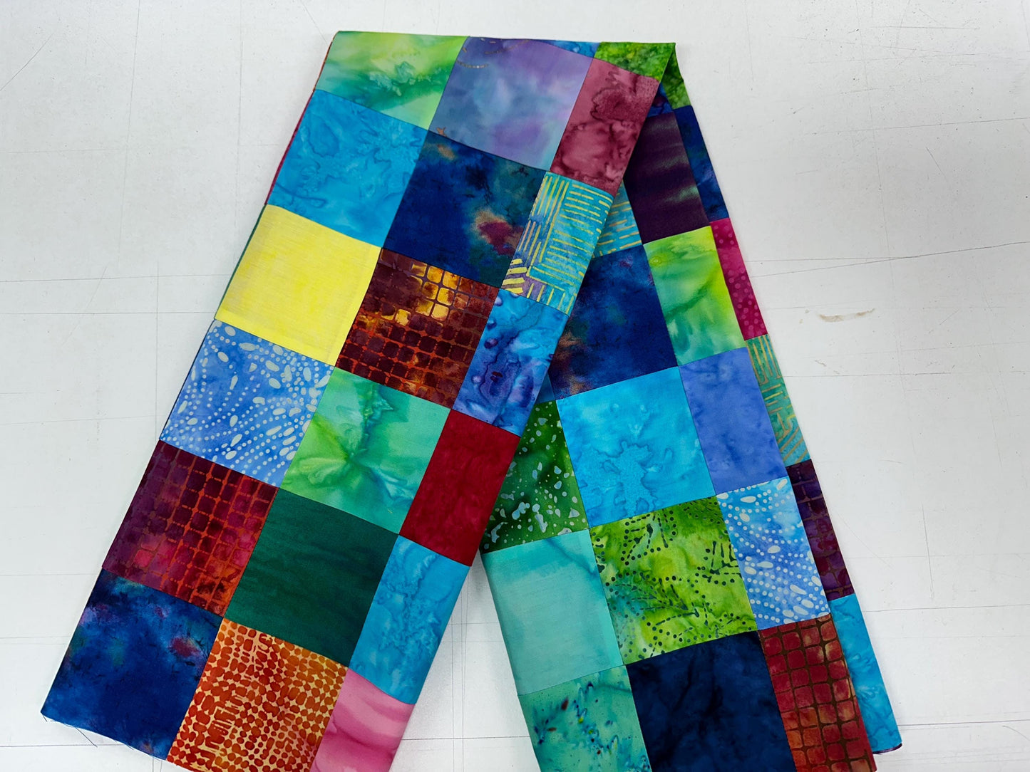 Unfinished Batik Quilt Top 36x45 Handmade Multi-Color Cotton Floral Patchwork Crib Lap Throw