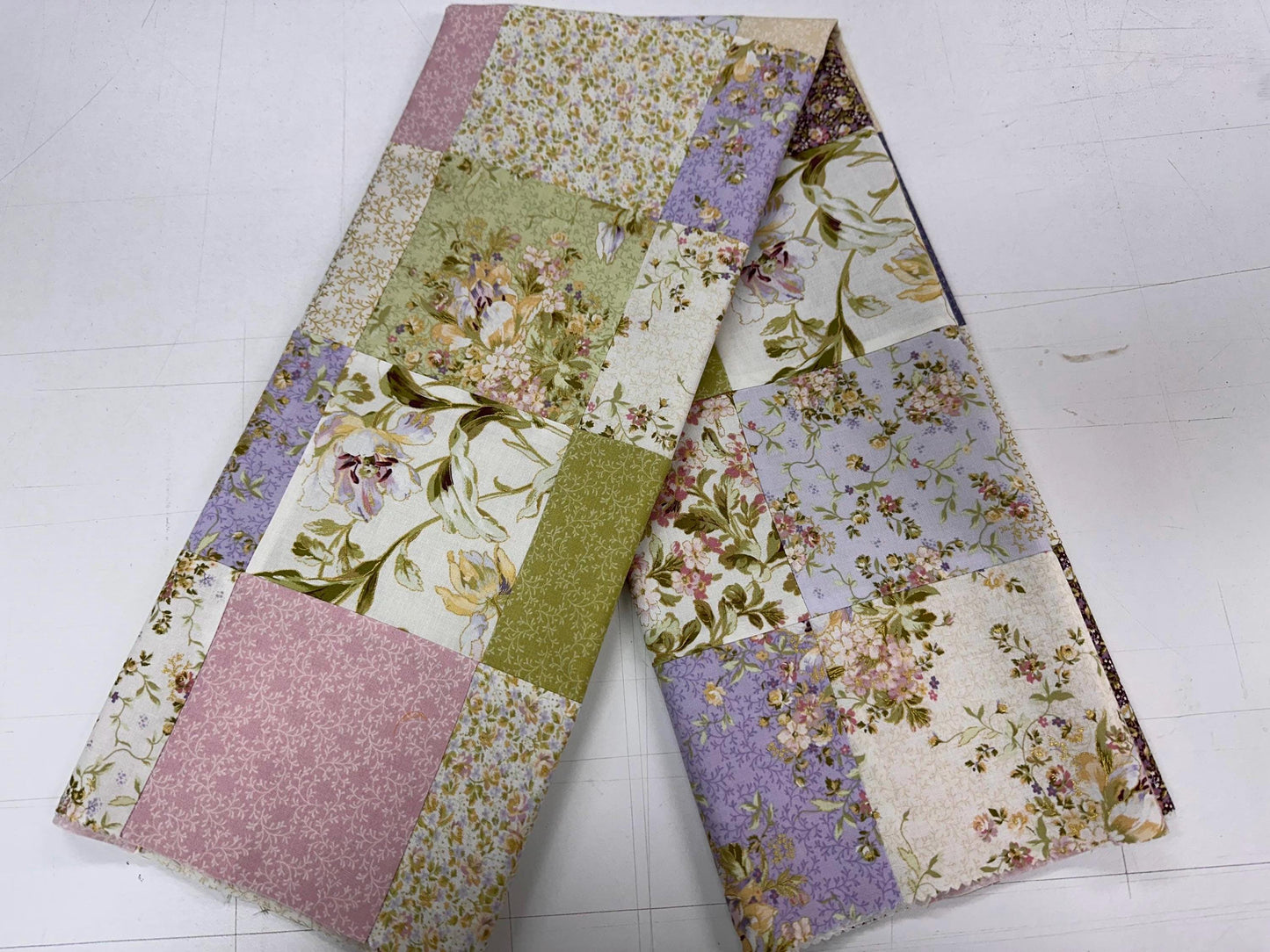 Unfinished Quilt Top 36x45 Handmade Crib Lap Throw Patchwork Cotton Floral