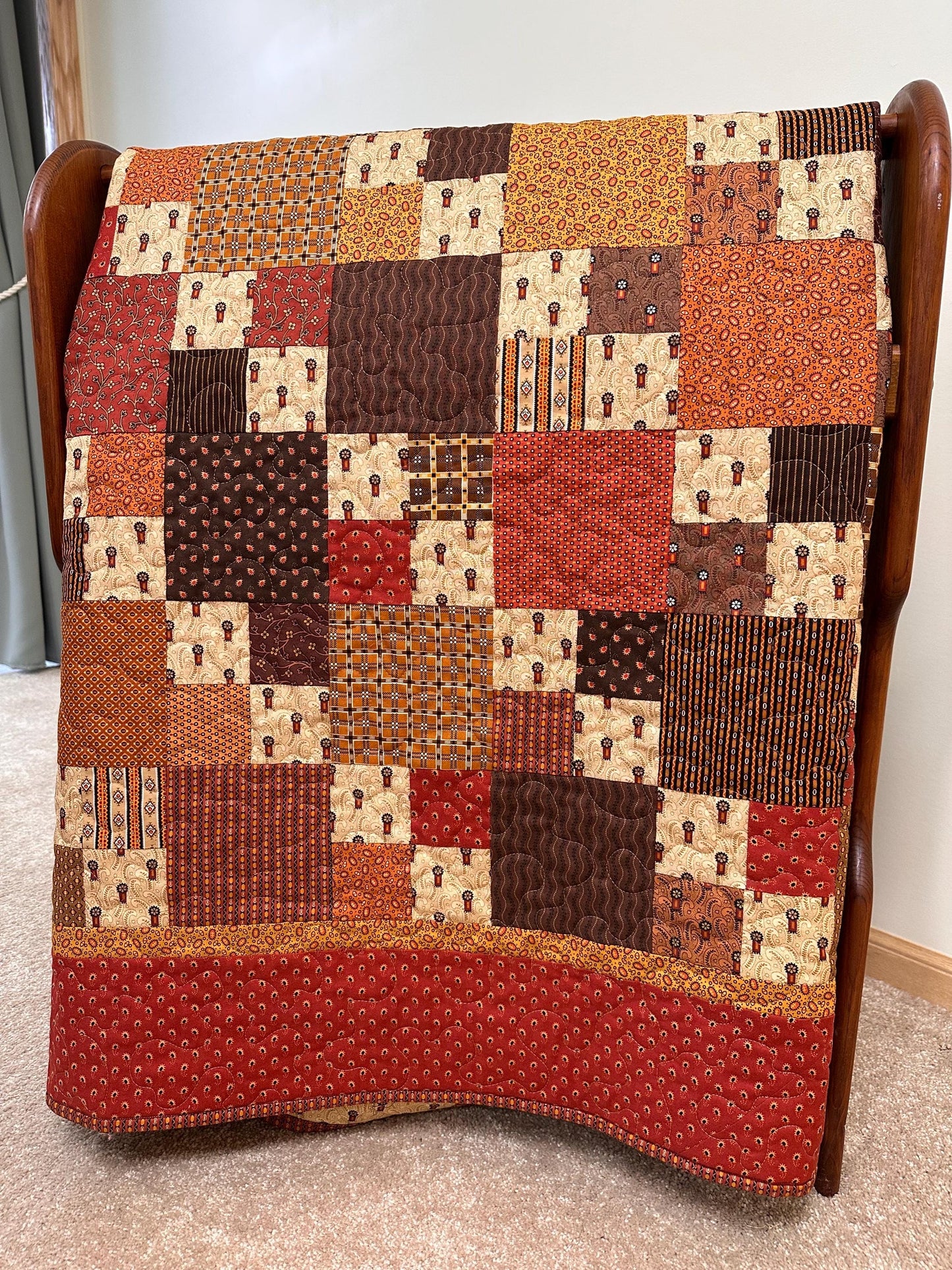 Handmade Patchwork Quilt: Fall Autumn Cotton Lodge Couch Sofa Throw (62" x 72")