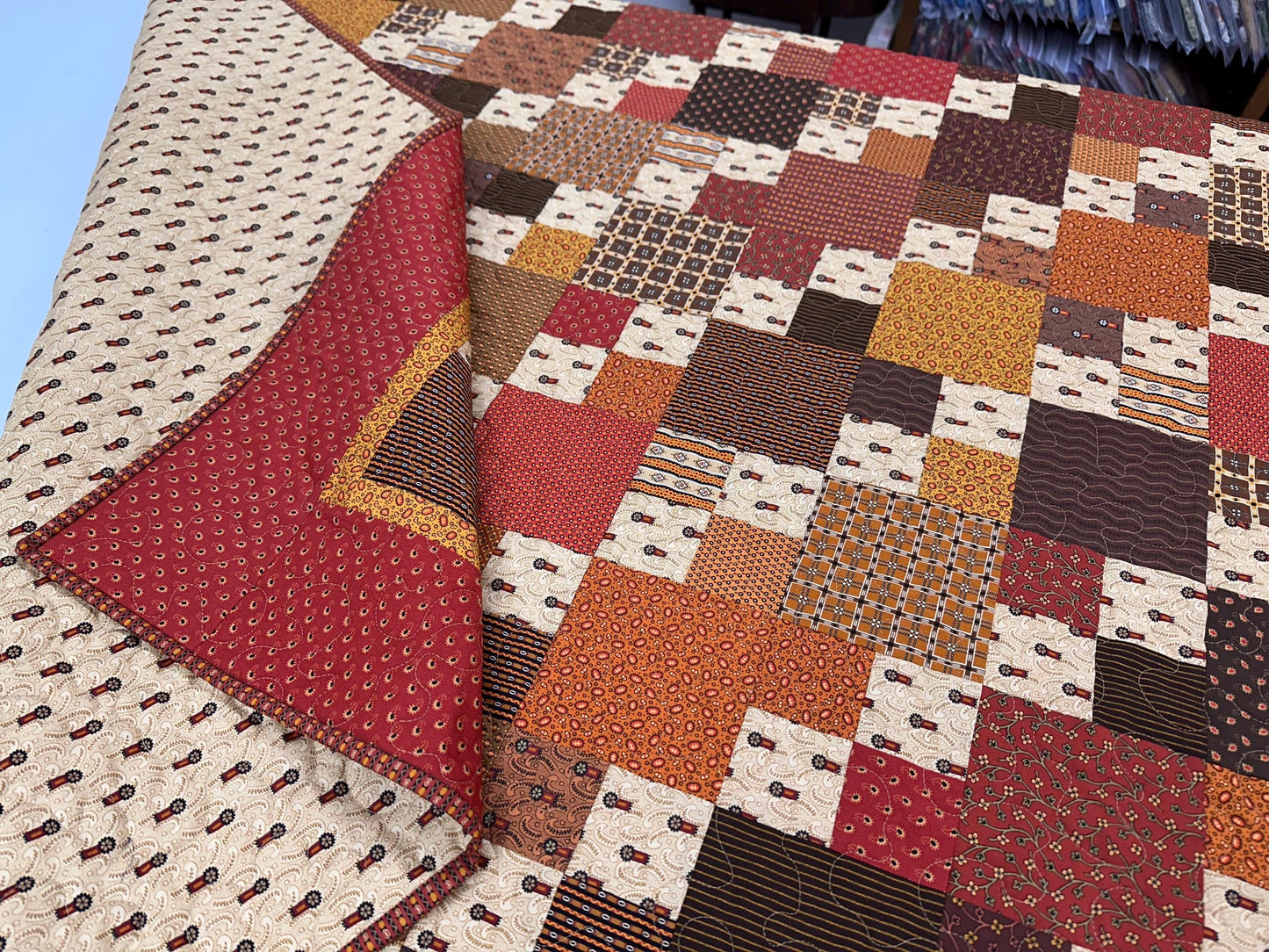 Handmade Patchwork Quilt: Fall Autumn Cotton Lodge Couch Sofa Throw (62" x 72")
