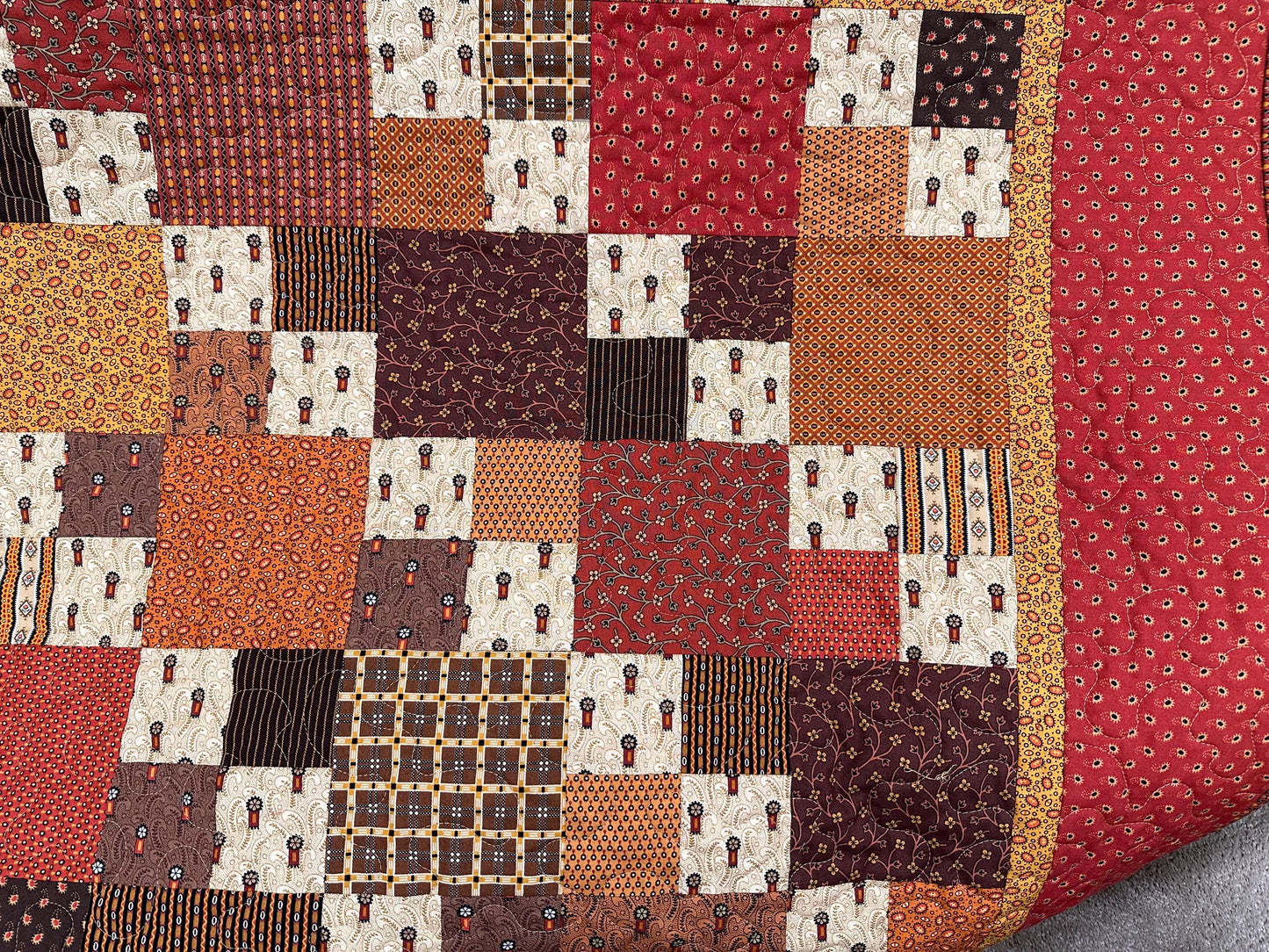 Handmade Patchwork Quilt: Fall Autumn Cotton Lodge Couch Sofa Throw (62" x 72")