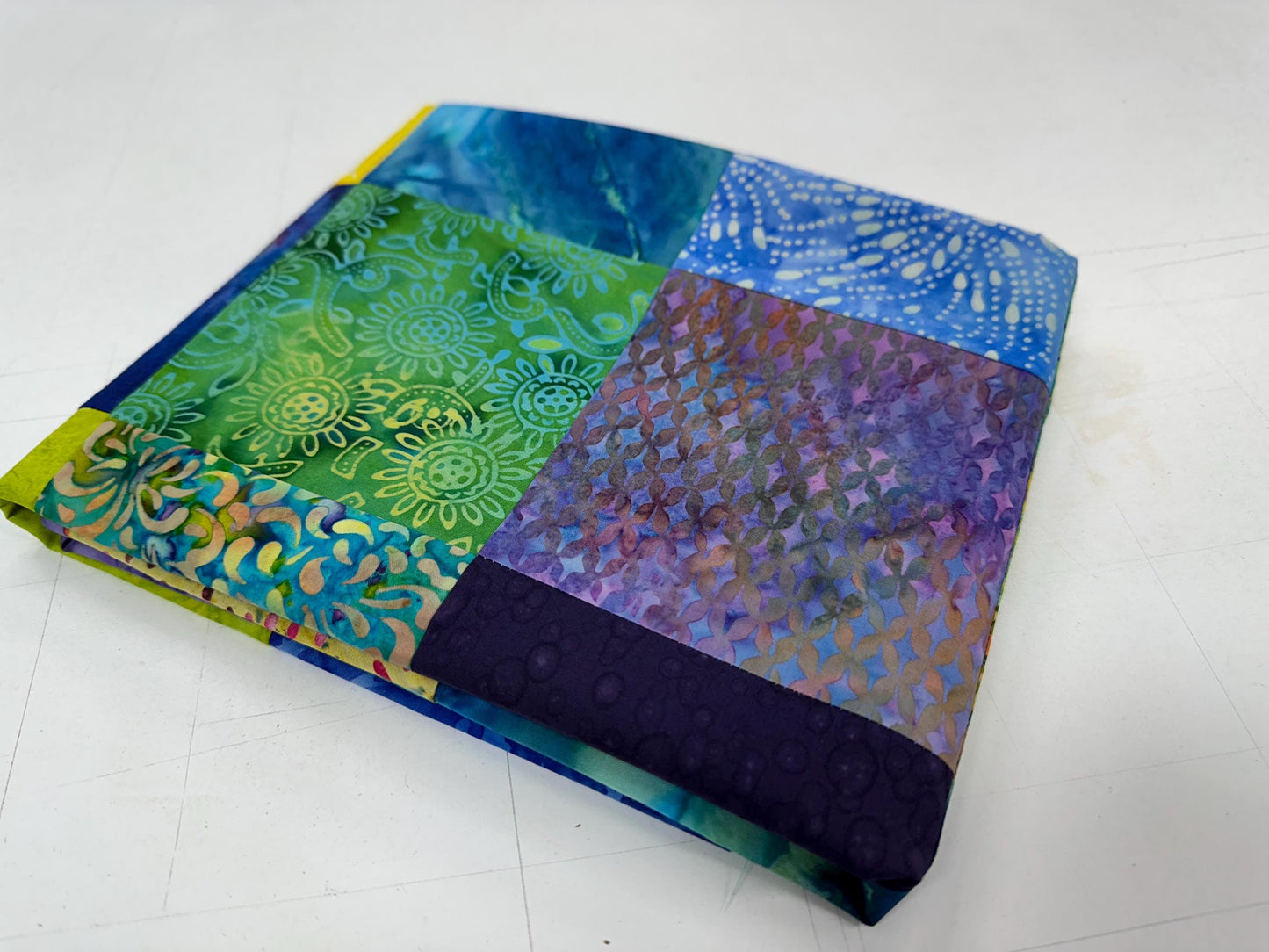 Unfinished Batik Quilt Top 36x45 Handmade Multi-Color Cotton Floral Patchwork Crib Lap Throw