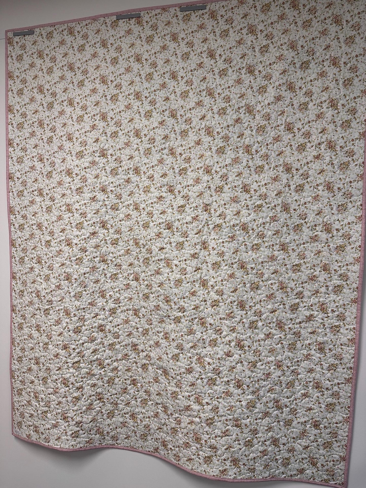 Handmade Patchwork Quilt: Purple Green Cotton Floral Couch Throw (59" x 72")