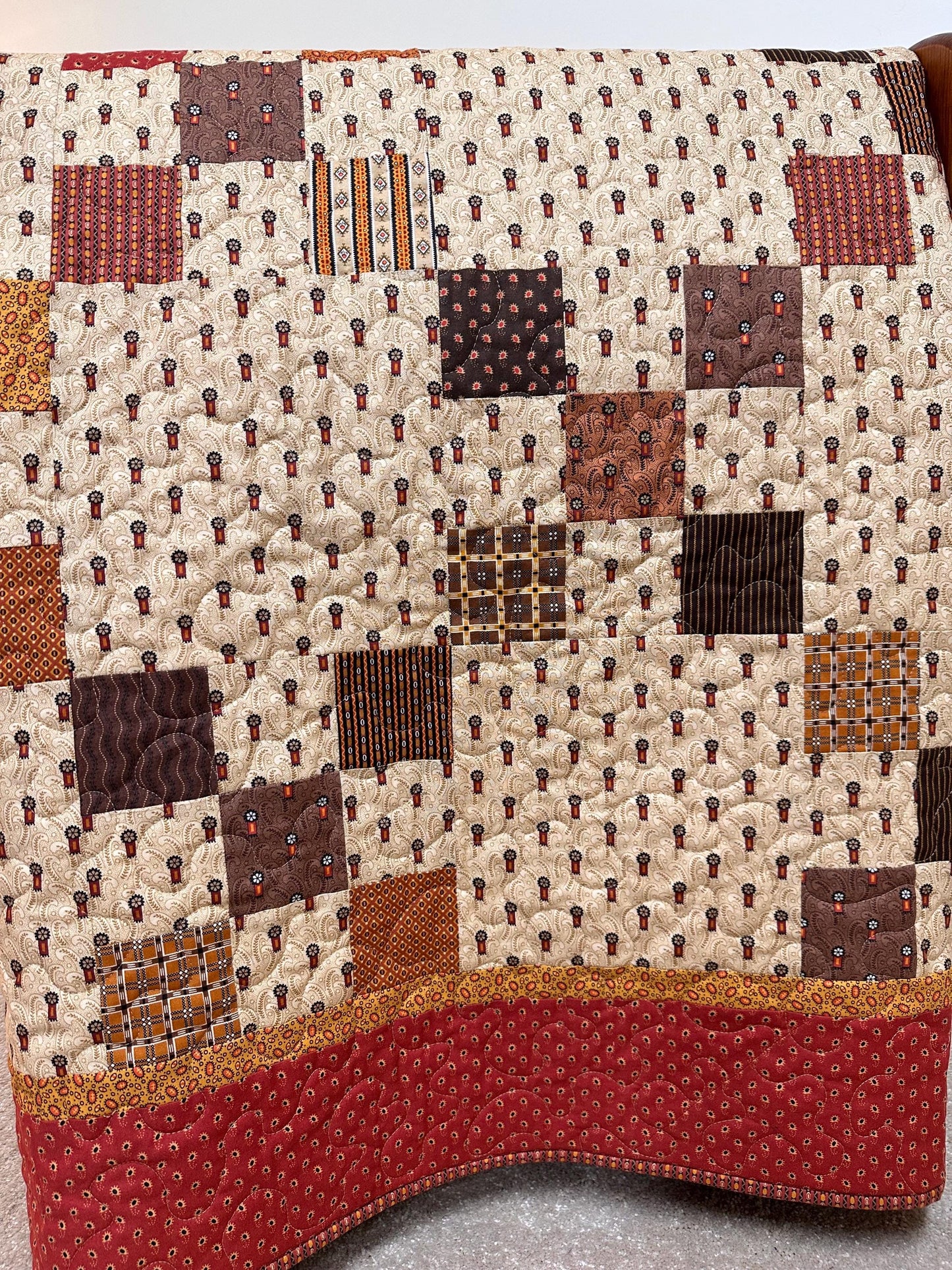 Handmade Patchwork Quilt: Fall Autumn Cotton Lodge Couch Sofa Throw (65" x 74")