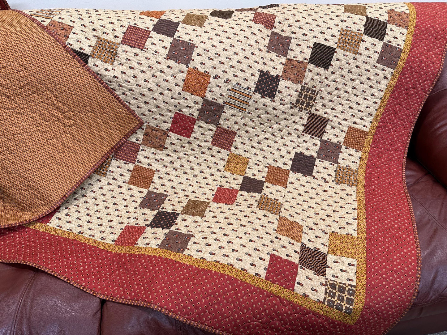 Handmade Patchwork Quilt: Fall Autumn Cotton Lodge Couch Sofa Throw (65" x 74")