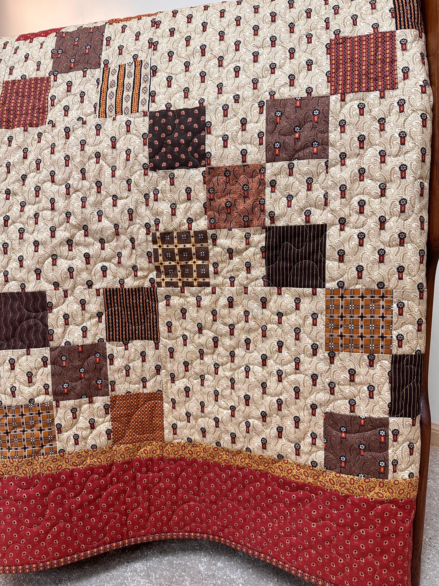 Handmade Patchwork Quilt: Fall Autumn Cotton Lodge Couch Sofa Throw (65" x 74")